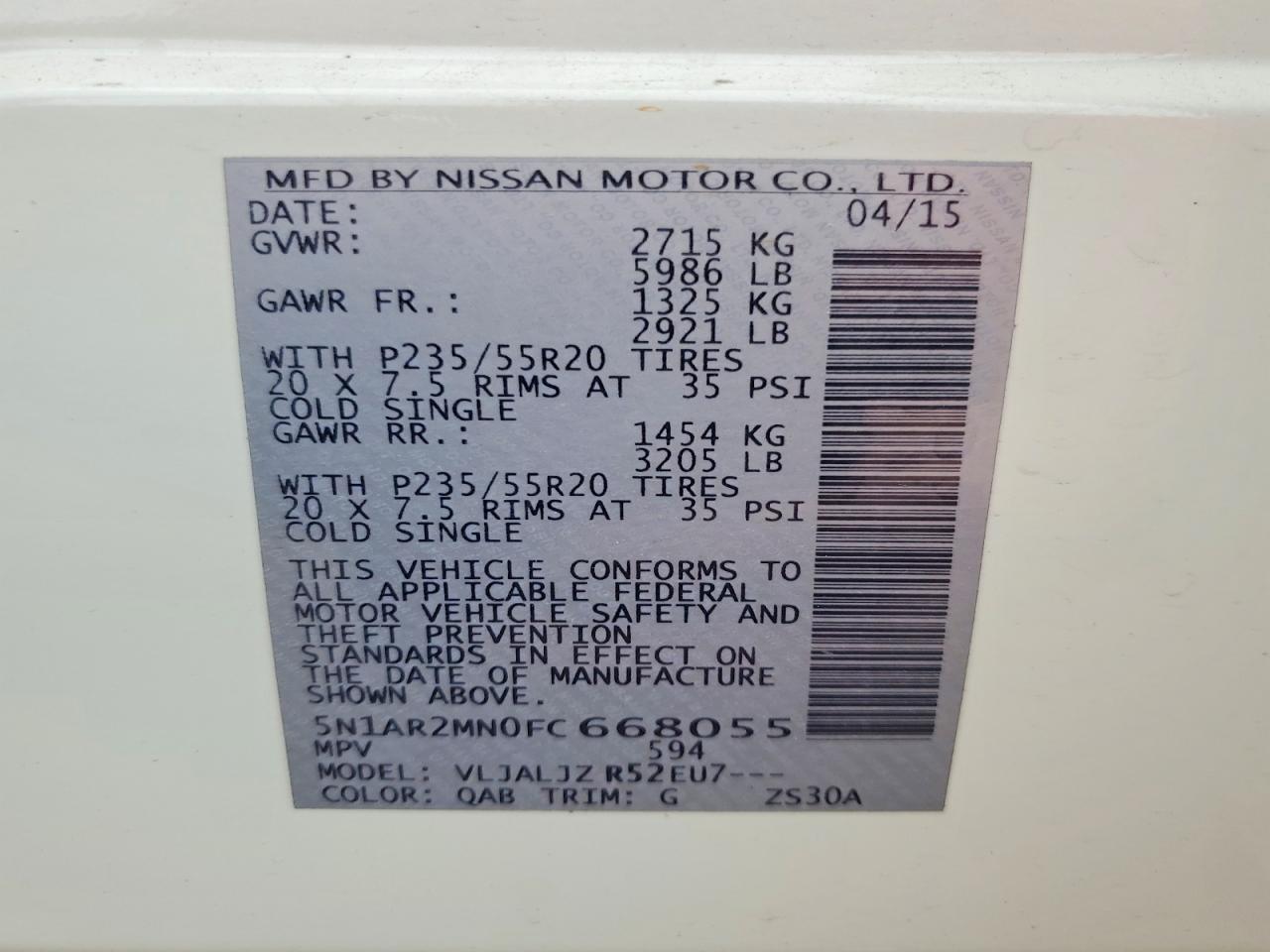 2015 NISSAN PATHFINDER