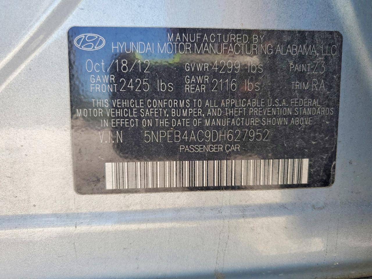 2013 HYUNDAI SONATA