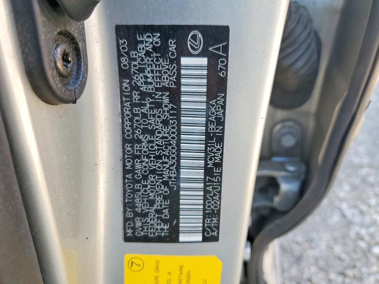 2004 LEXUS ES 330