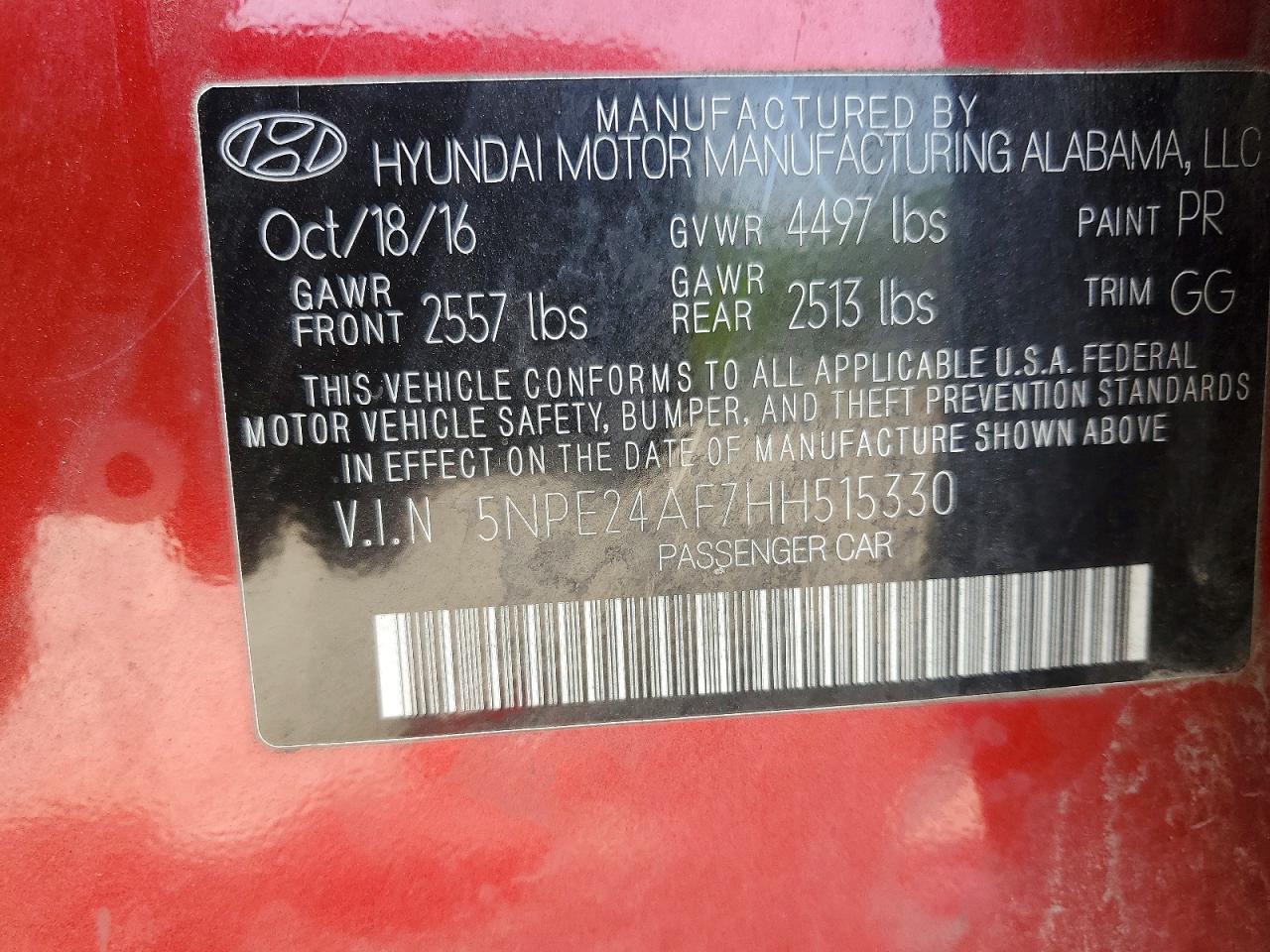 2017 HYUNDAI SONATA