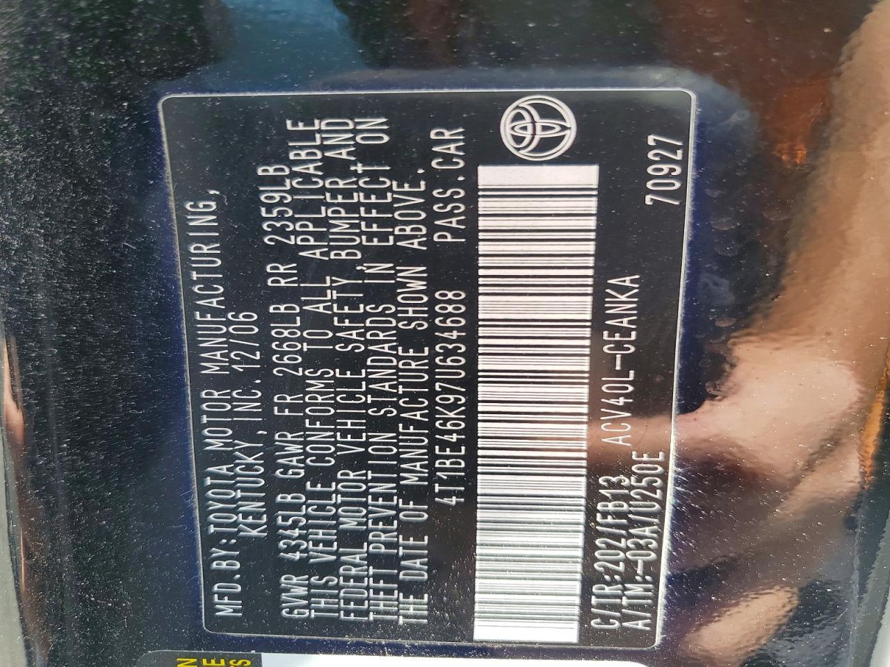 2007 TOYOTA CAMRY