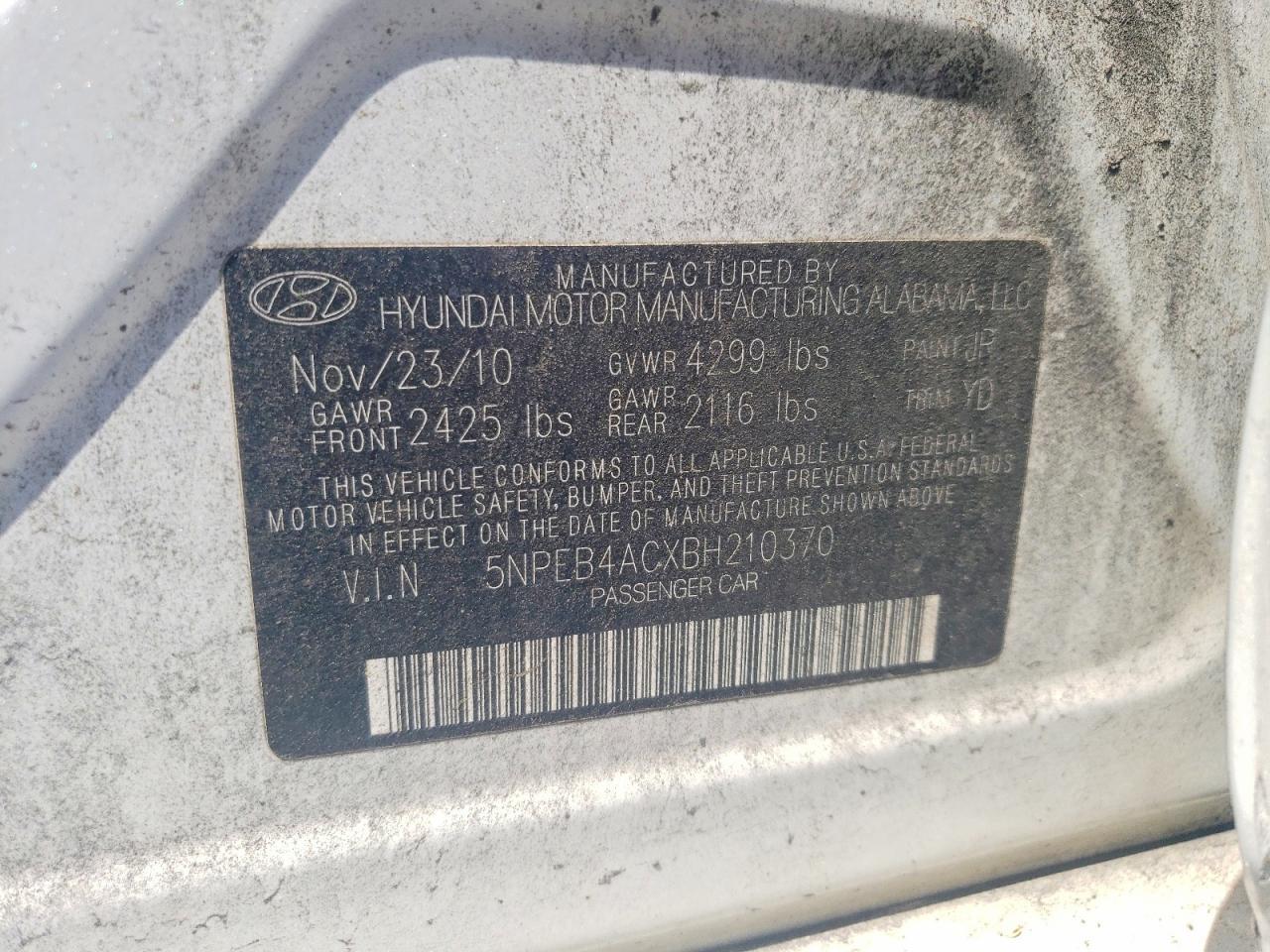 2011 HYUNDAI SONATA