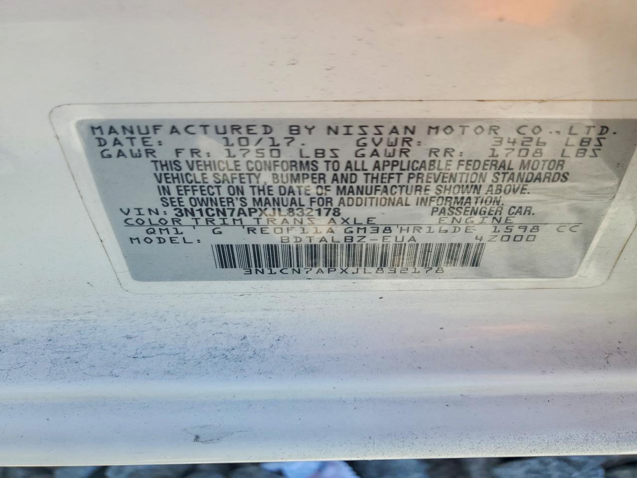 2018 NISSAN VERSA