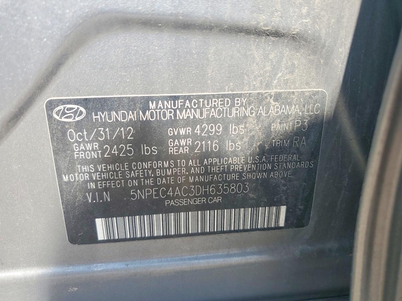 2013 HYUNDAI SONATA