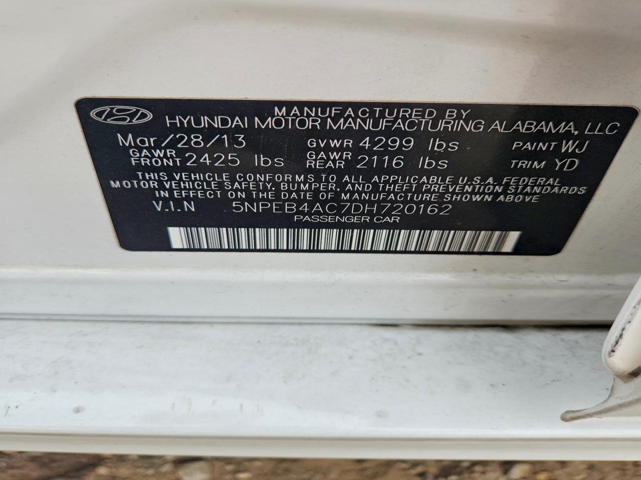 2013 HYUNDAI SONATA