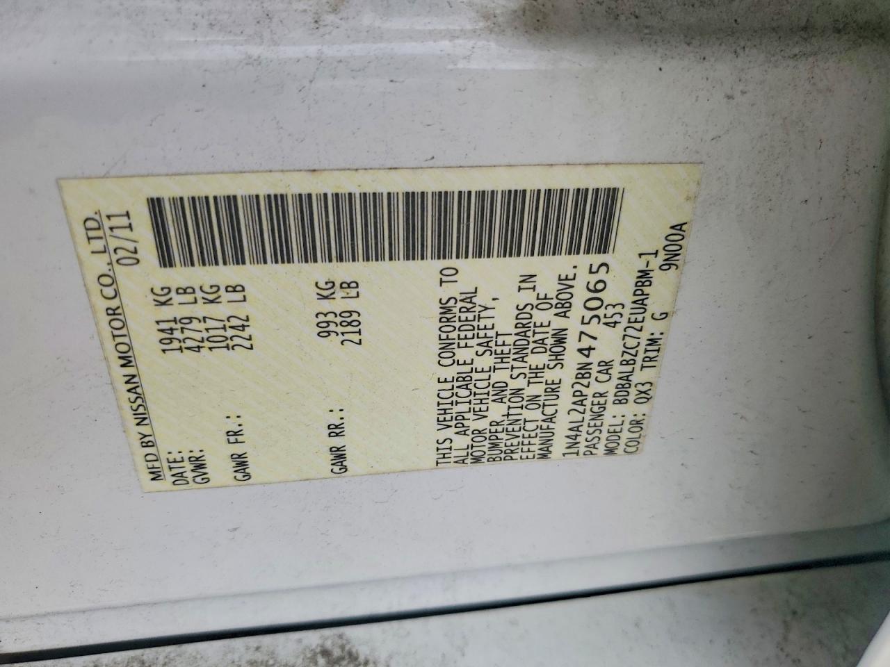2011 NISSAN ALTIMA
