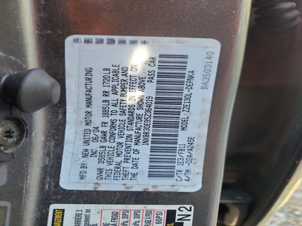 2005 TOYOTA COROLLA