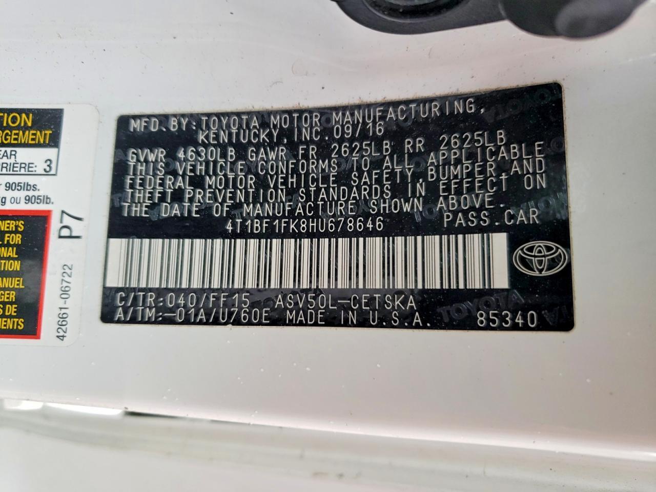 2017 TOYOTA CAMRY