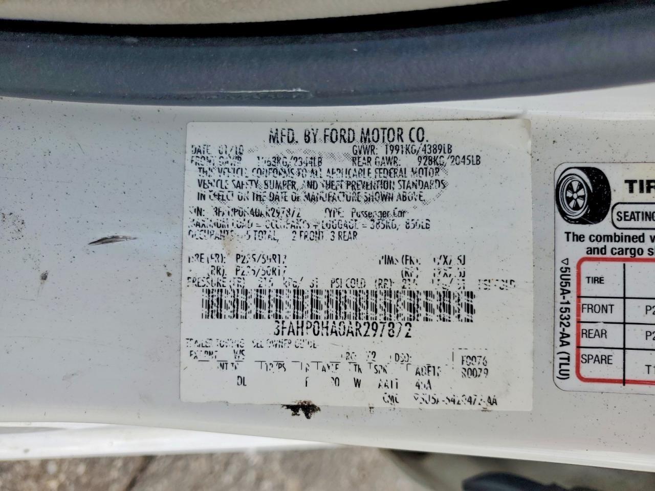 2010 FORD FUSION
