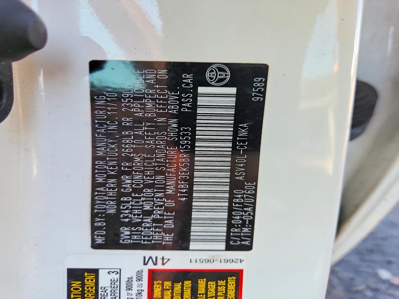 2011 TOYOTA CAMRY