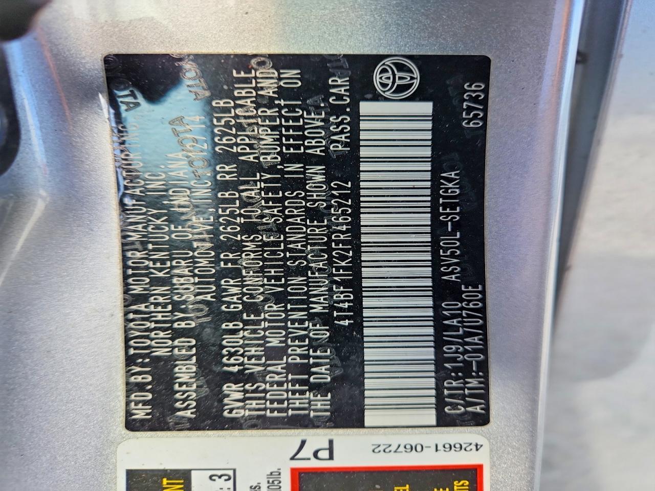 2015 TOYOTA CAMRY