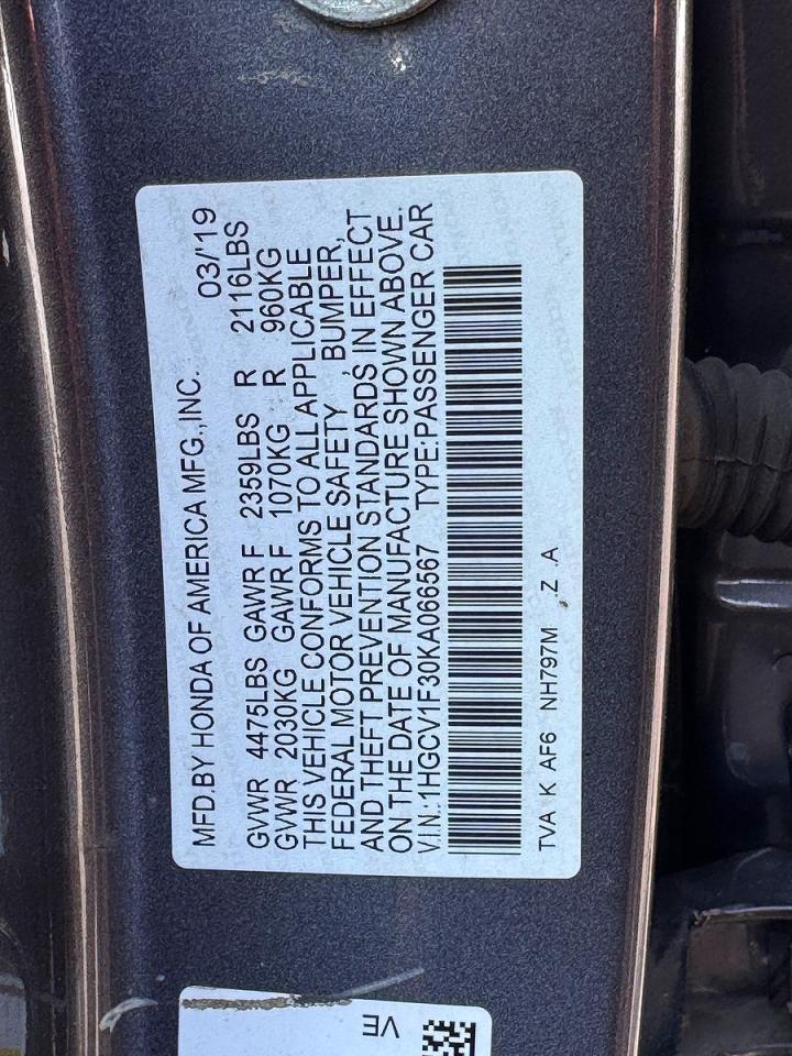 2019 HONDA ACCORD