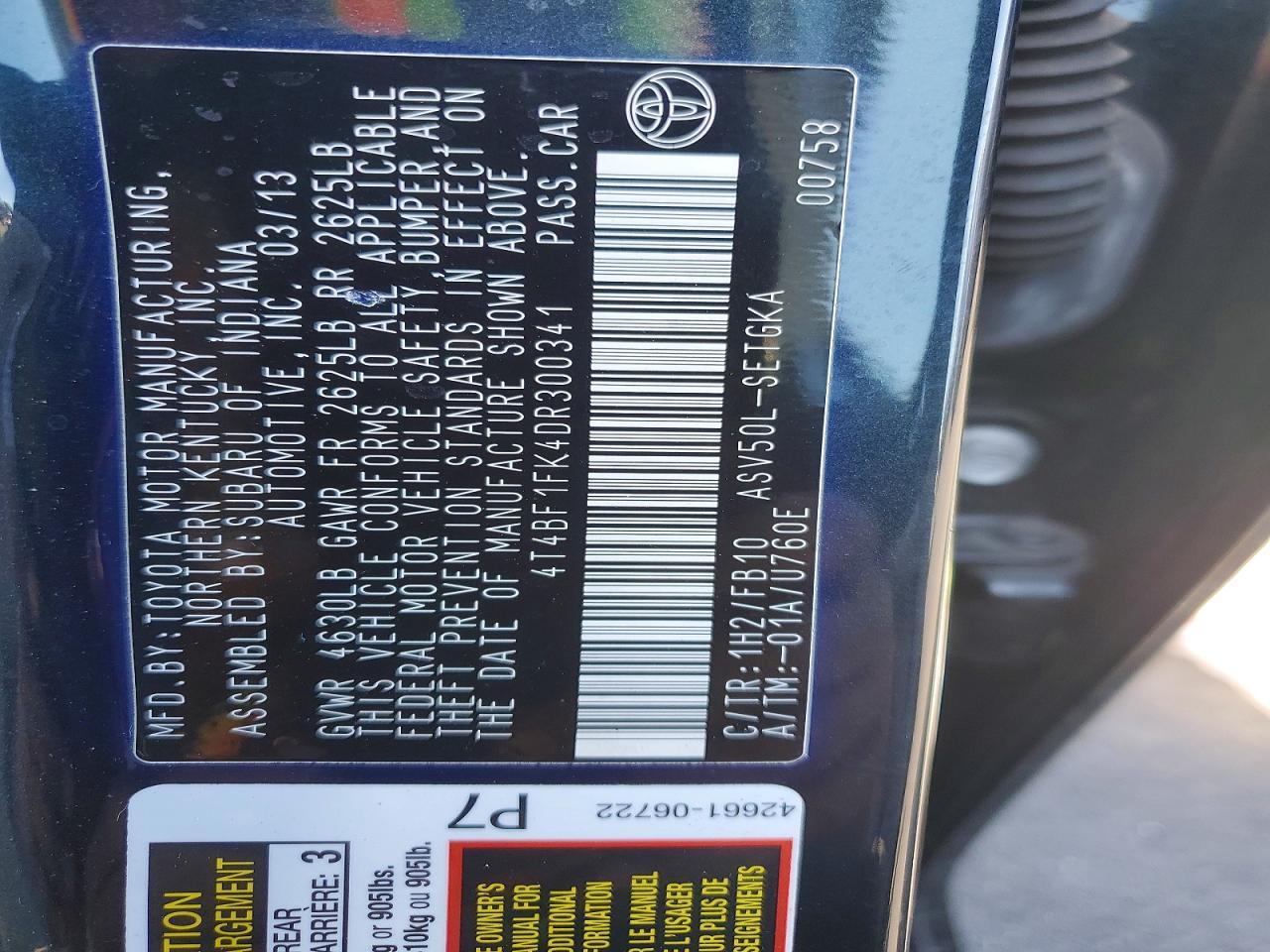 2013 TOYOTA CAMRY