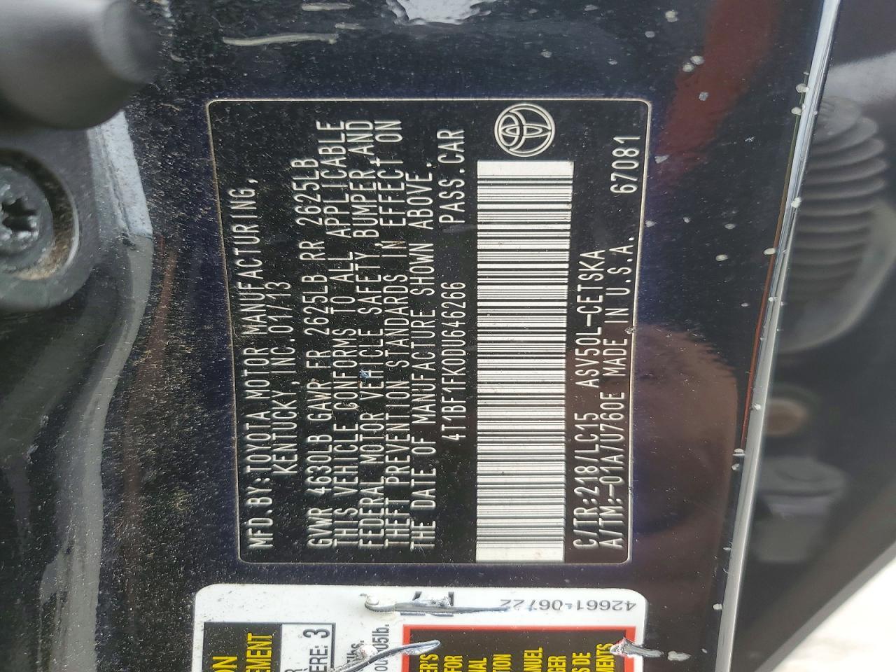 2013 TOYOTA CAMRY