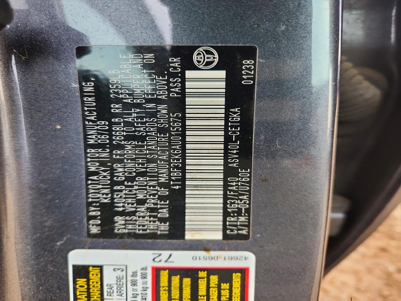 2010 TOYOTA CAMRY
