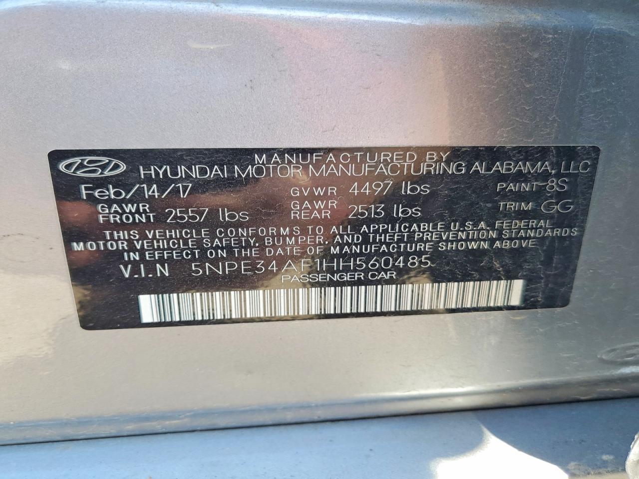 2017 HYUNDAI SONATA