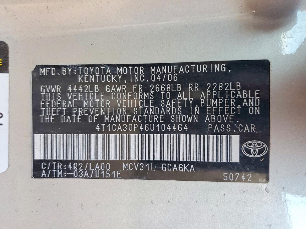 2006 TOYOTA CAMRY