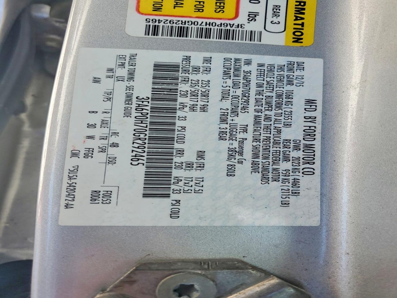 2016 FORD FUSION