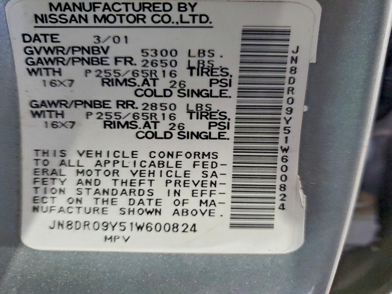 2001 NISSAN PATHFINDER