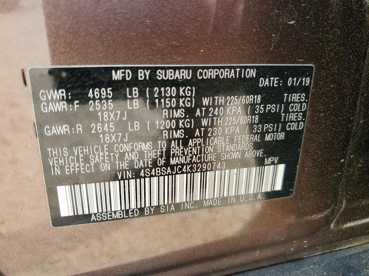 2019 SUBARU Outback
