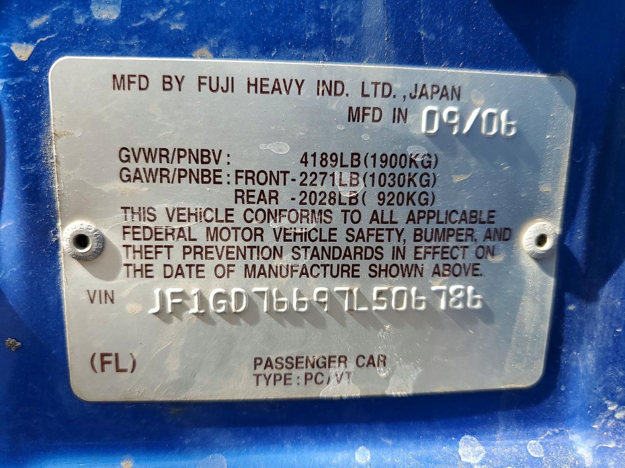 2007 SUBARU IMPREZA