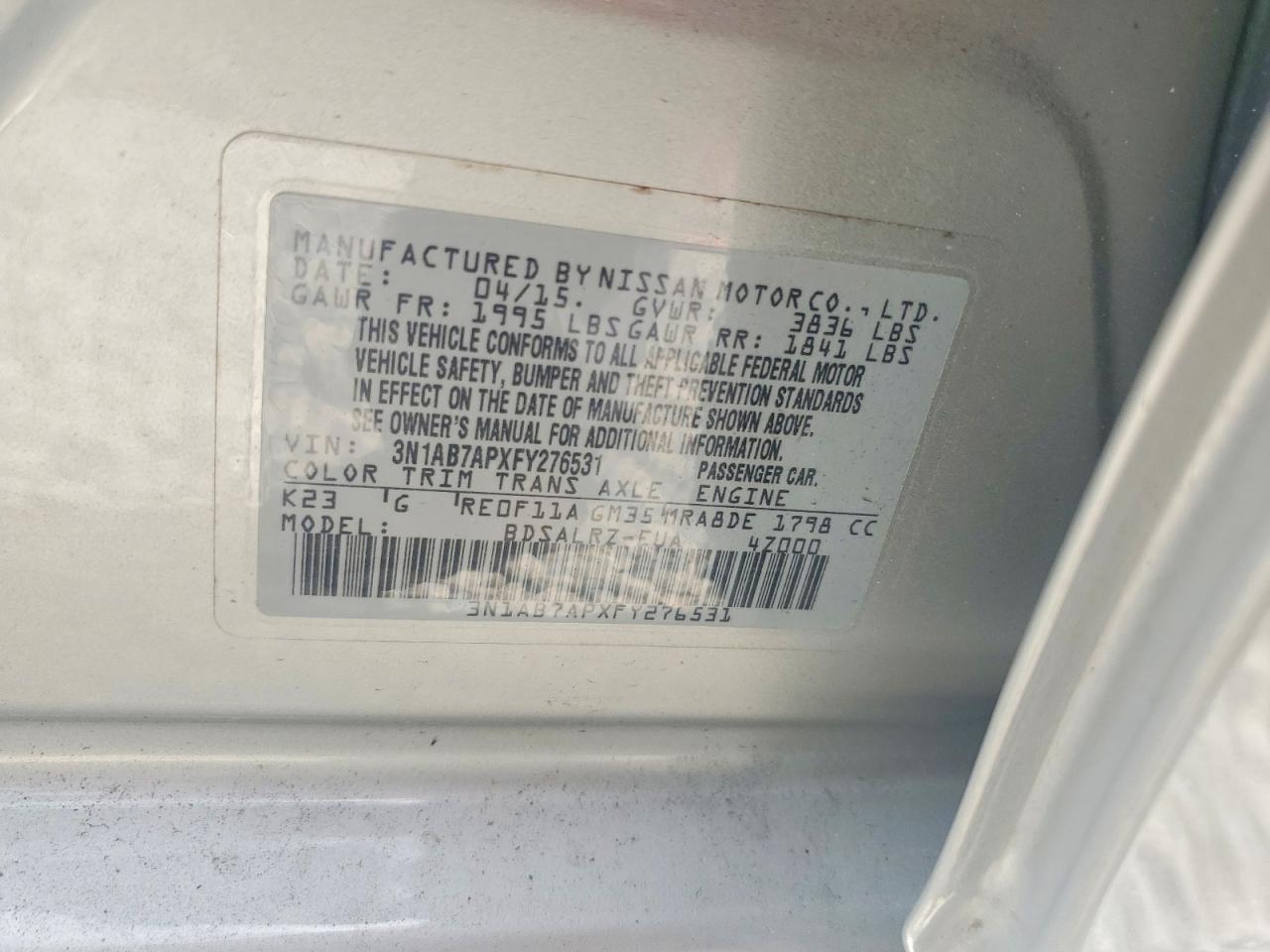 2015 NISSAN SENTRA