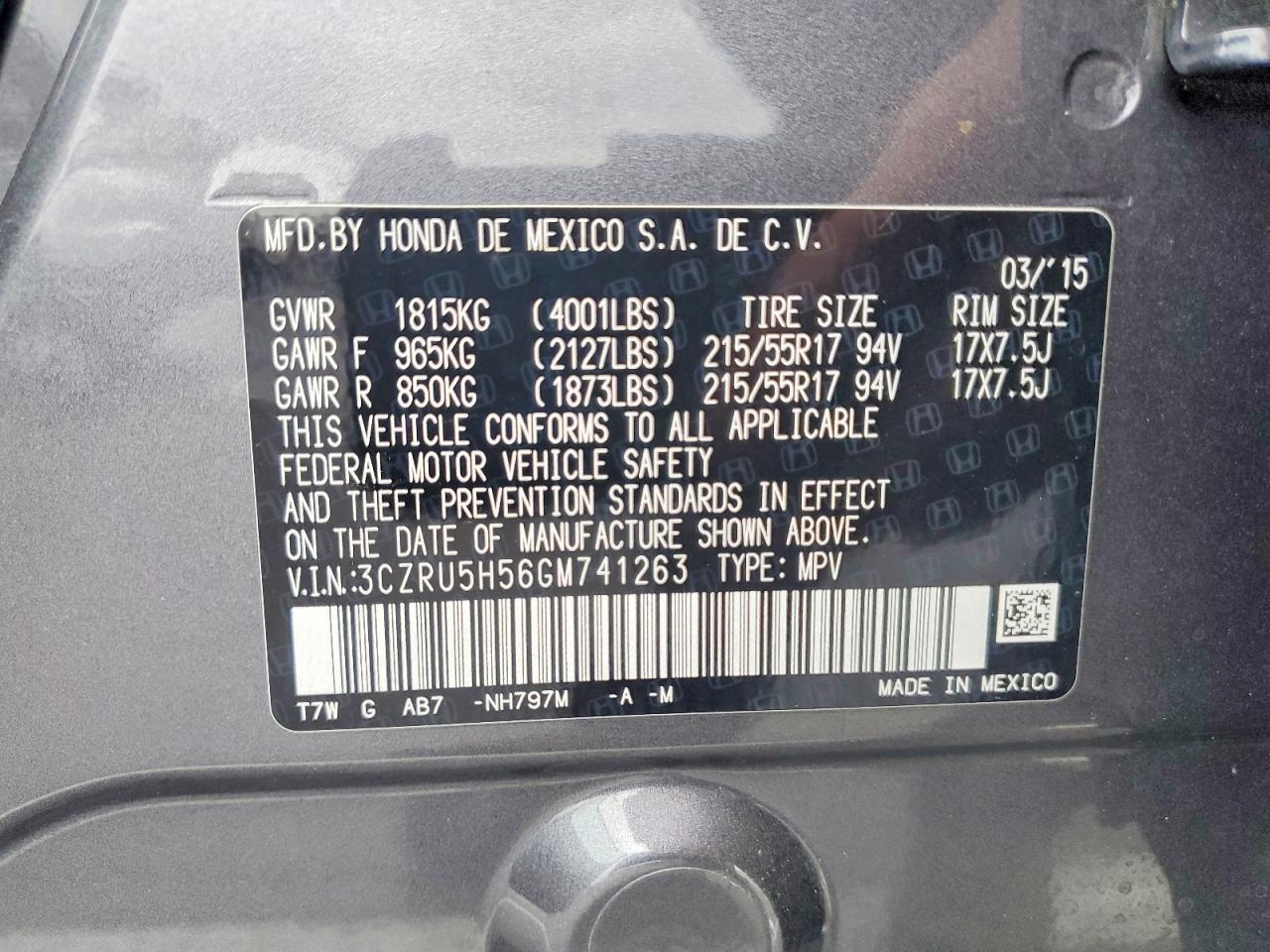 2016 HONDA HR-V