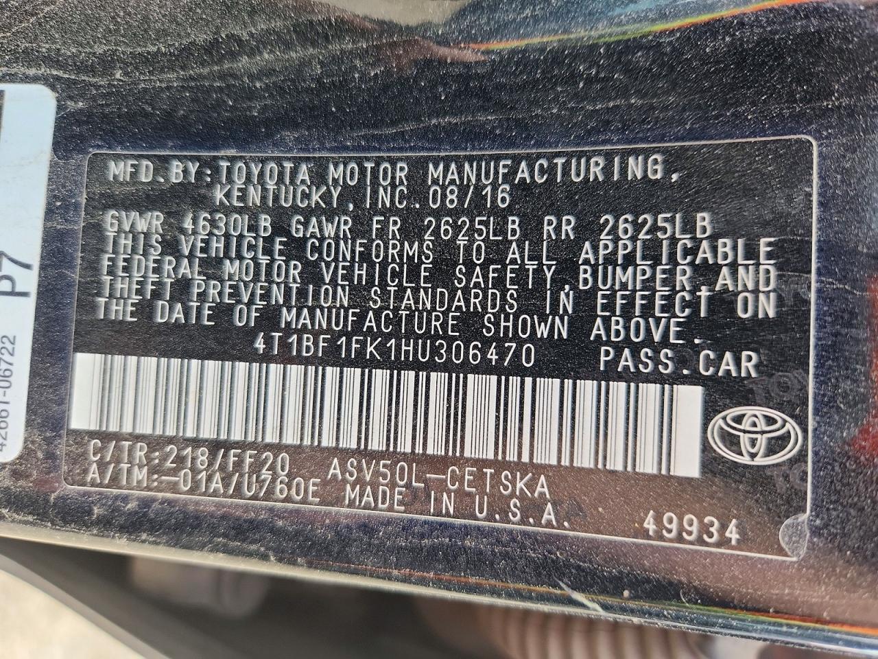 2017 TOYOTA CAMRY