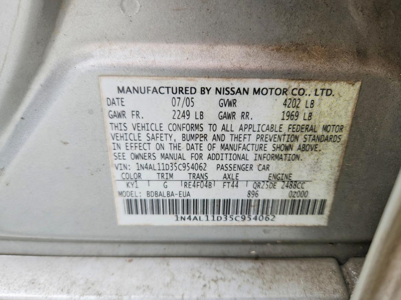 2005 NISSAN ALTIMA