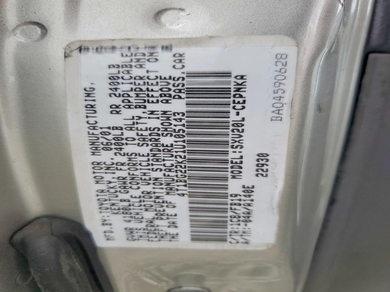 2001 TOYOTA CAMRY