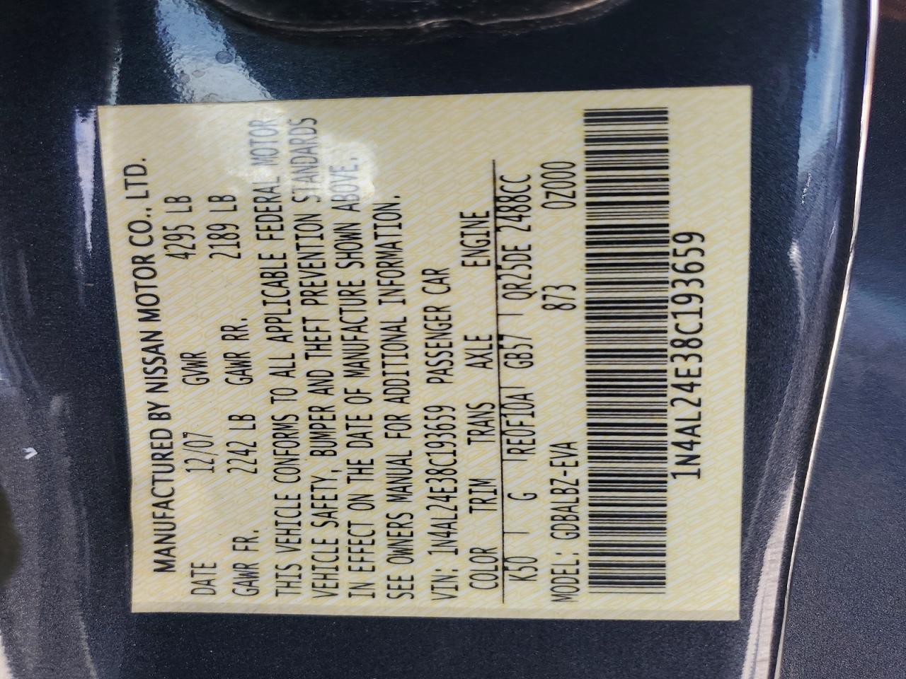 2008 NISSAN ALTIMA