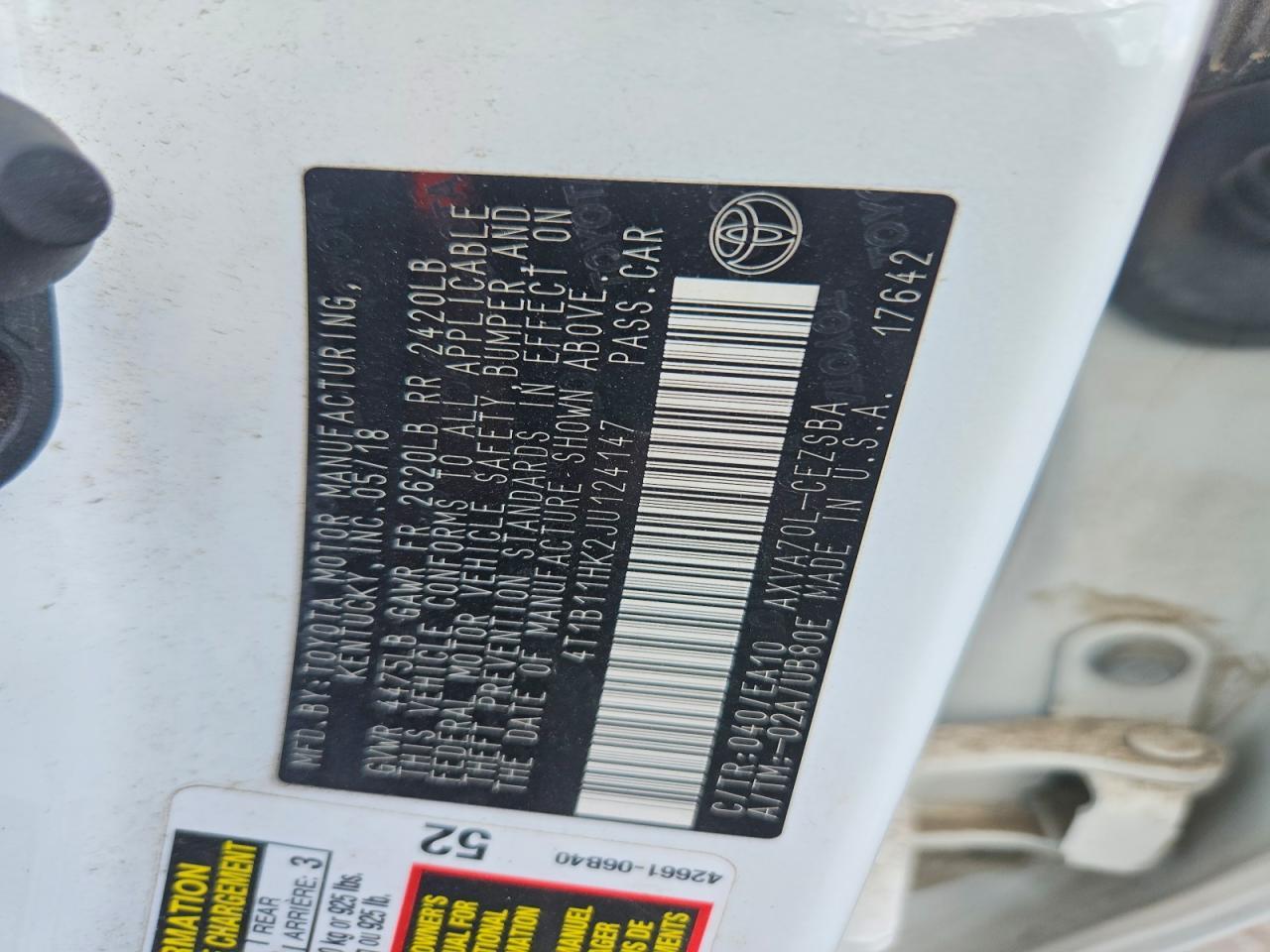2018 TOYOTA CAMRY