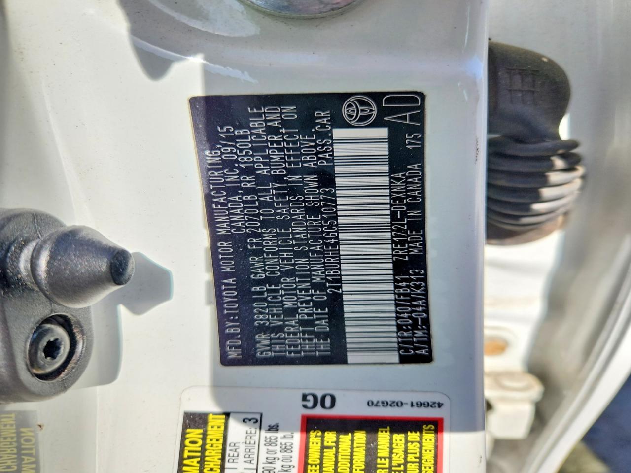 2016 TOYOTA COROLLA