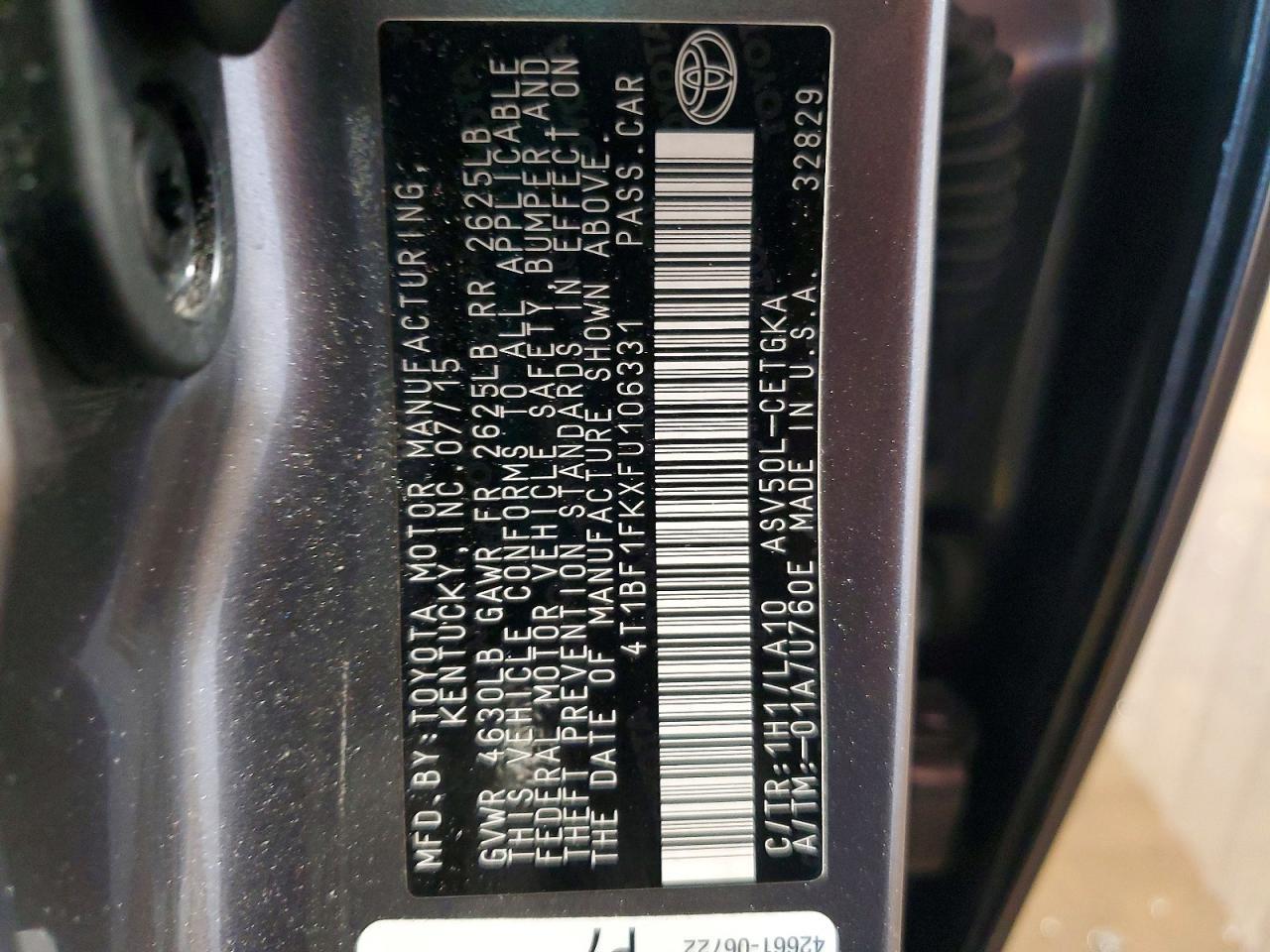 2015 TOYOTA CAMRY