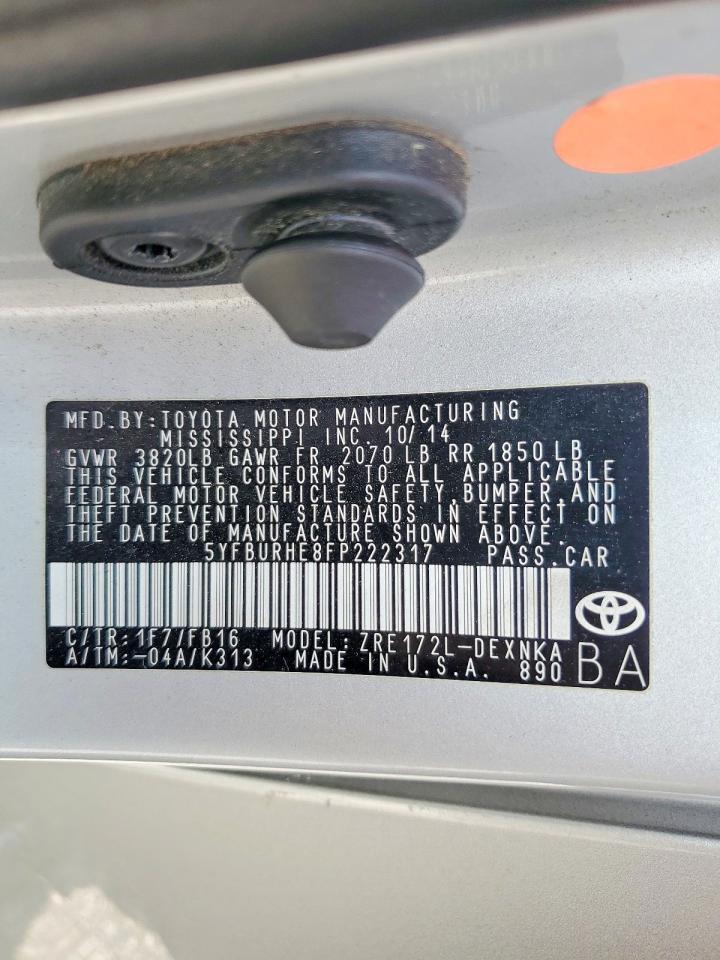 2015 TOYOTA COROLLA