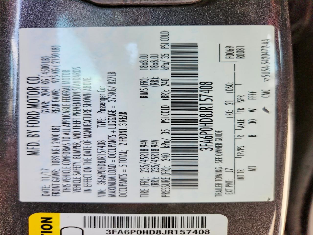 2018 FORD FUSION