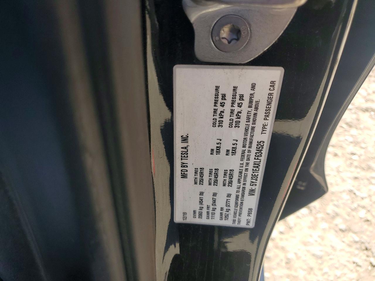 2020 TESLA MODEL 3