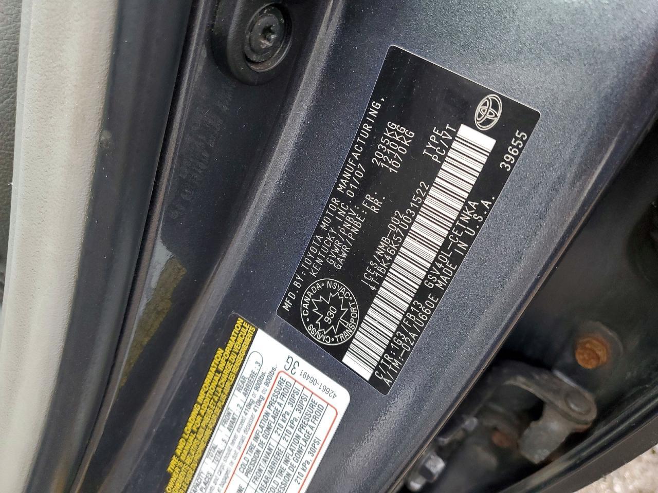 2007 TOYOTA CAMRY