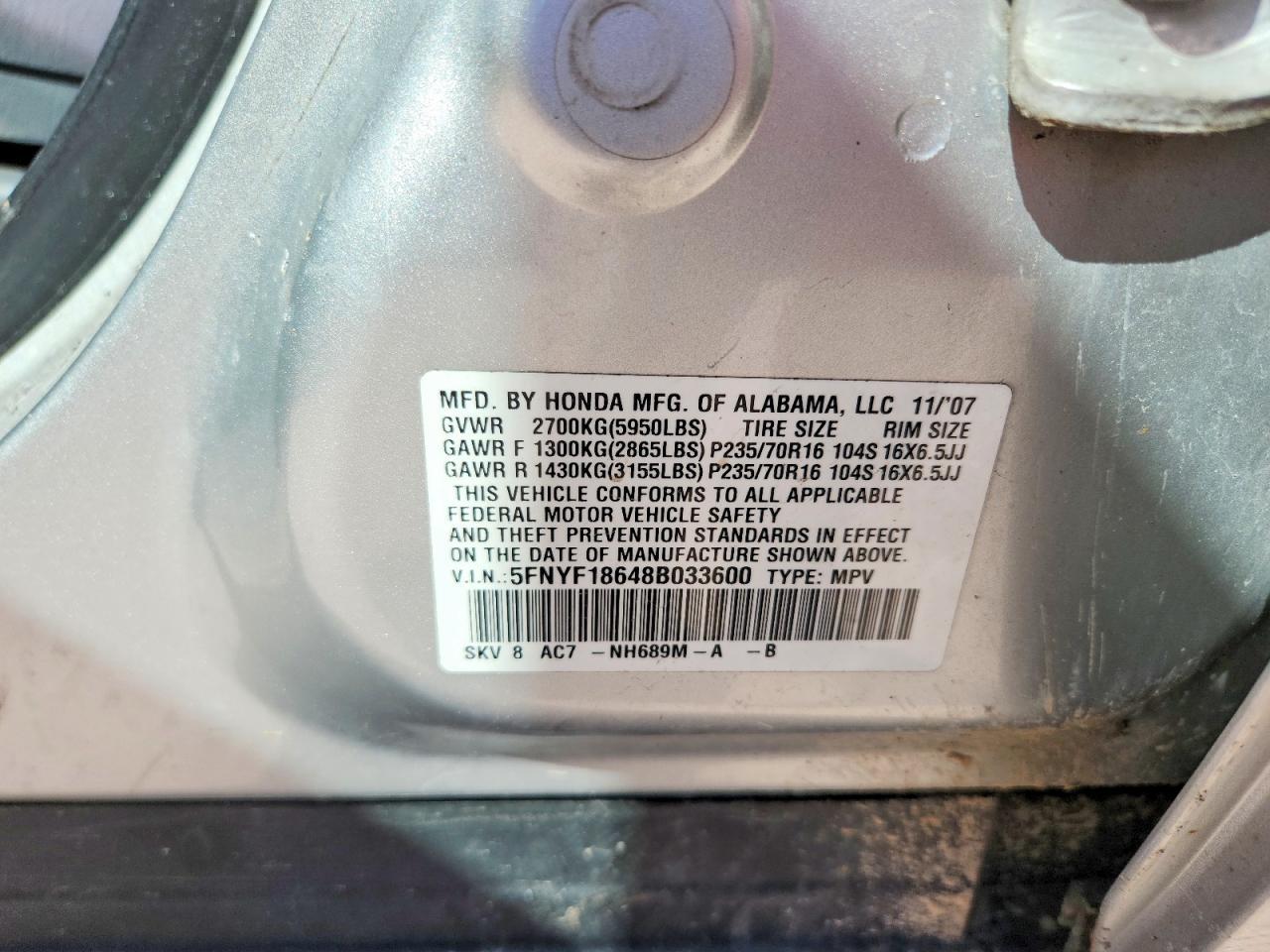 2008 HONDA PILOT