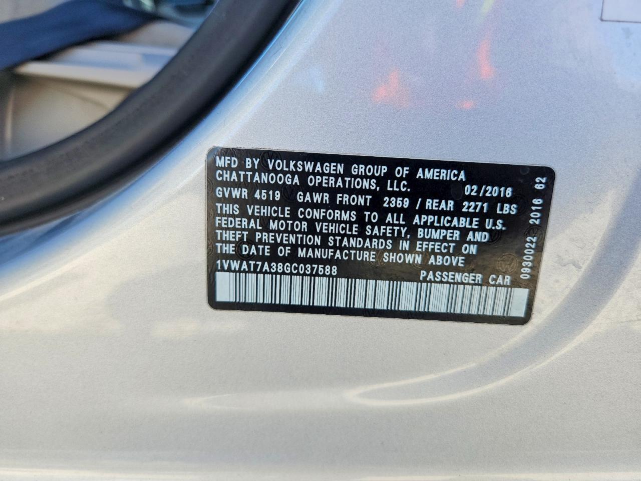 2016 VOLKSWAGEN Passat