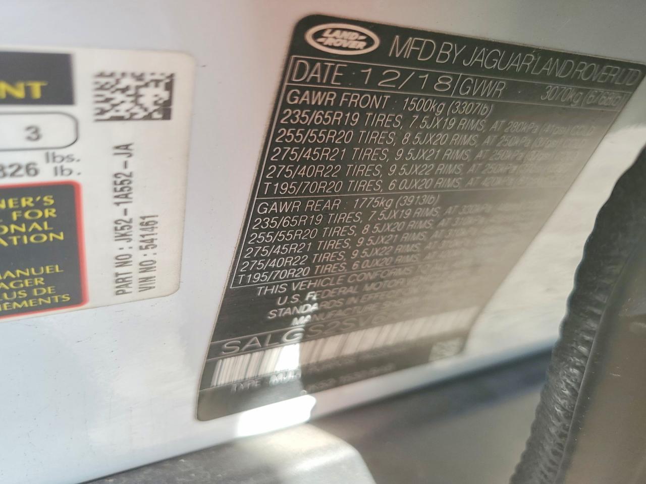 2019 LAND ROVER RANGE ROVER