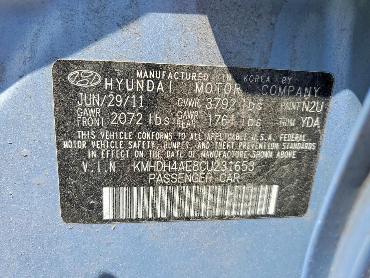 2012 HYUNDAI ELANTRA
