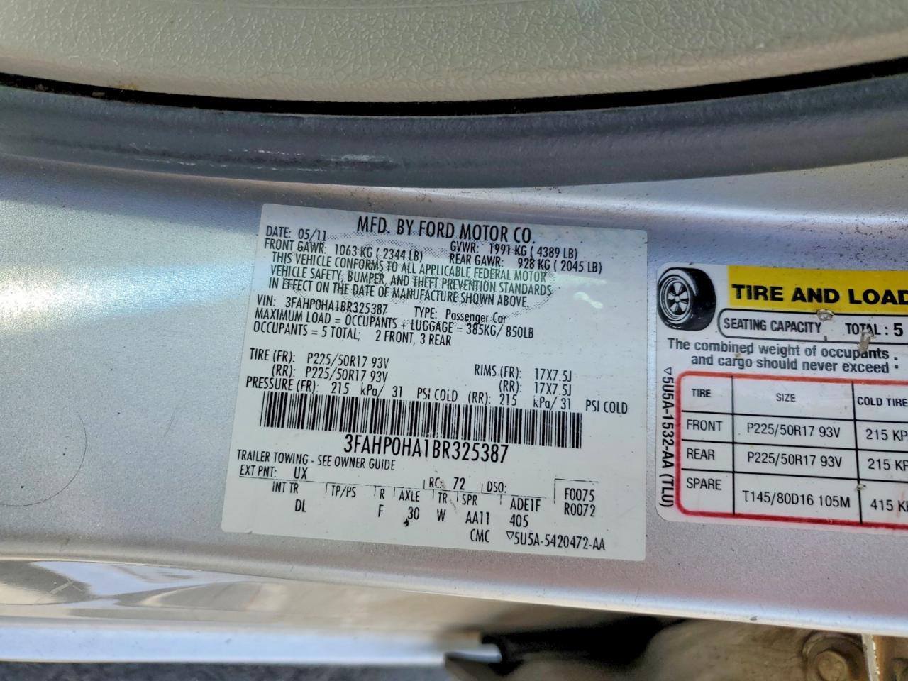 2011 FORD FUSION