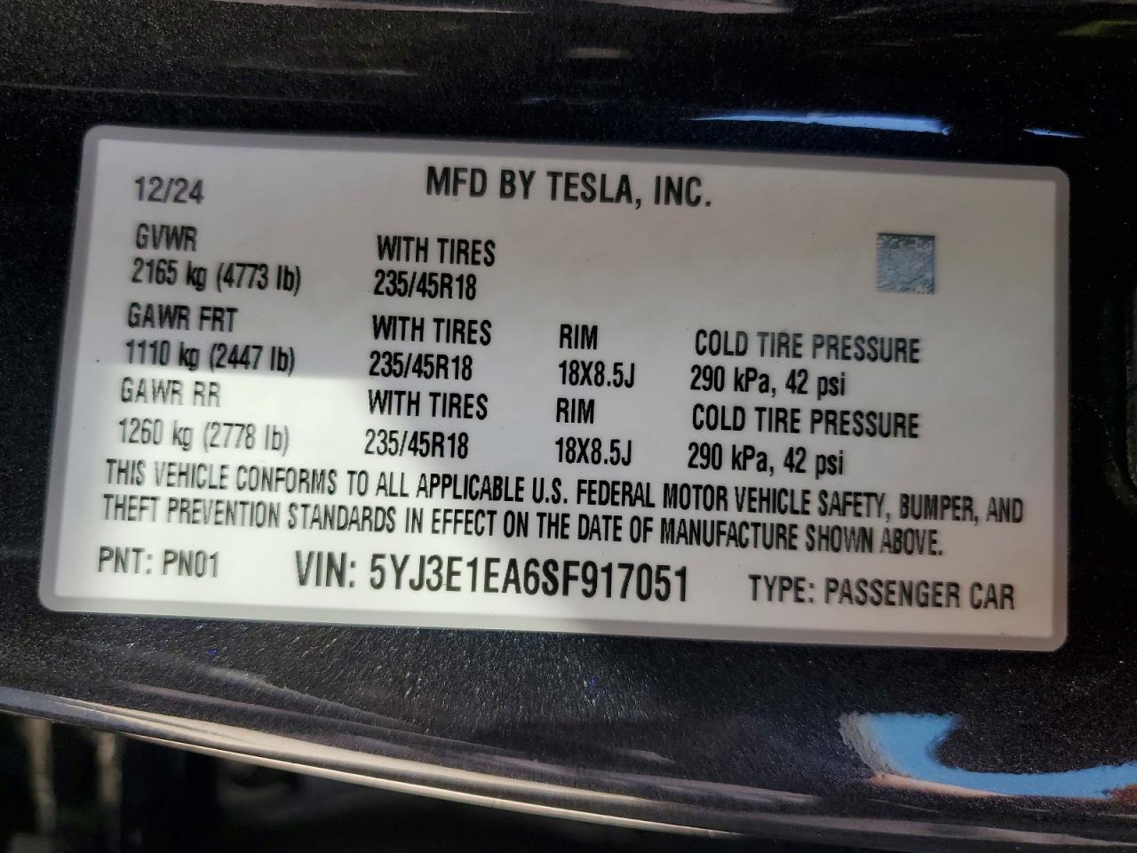 2025 TESLA MODEL 3