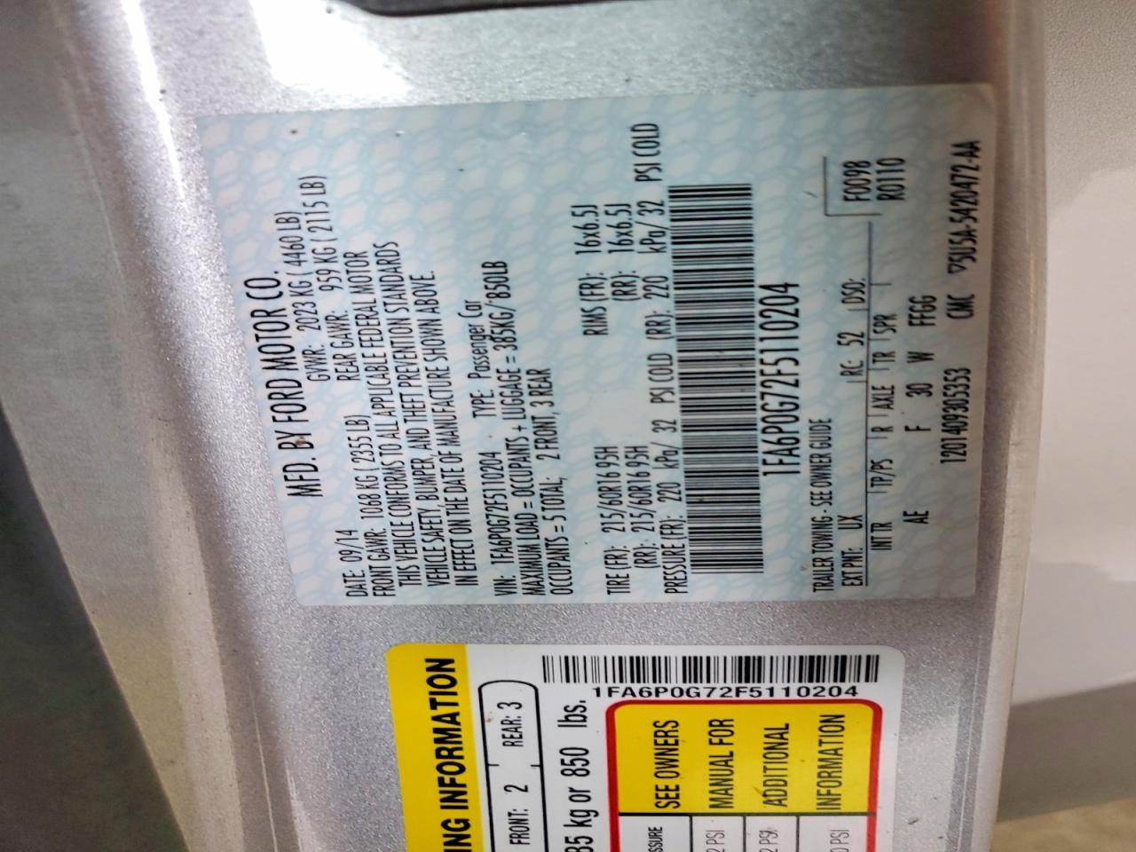 2015 FORD FUSION