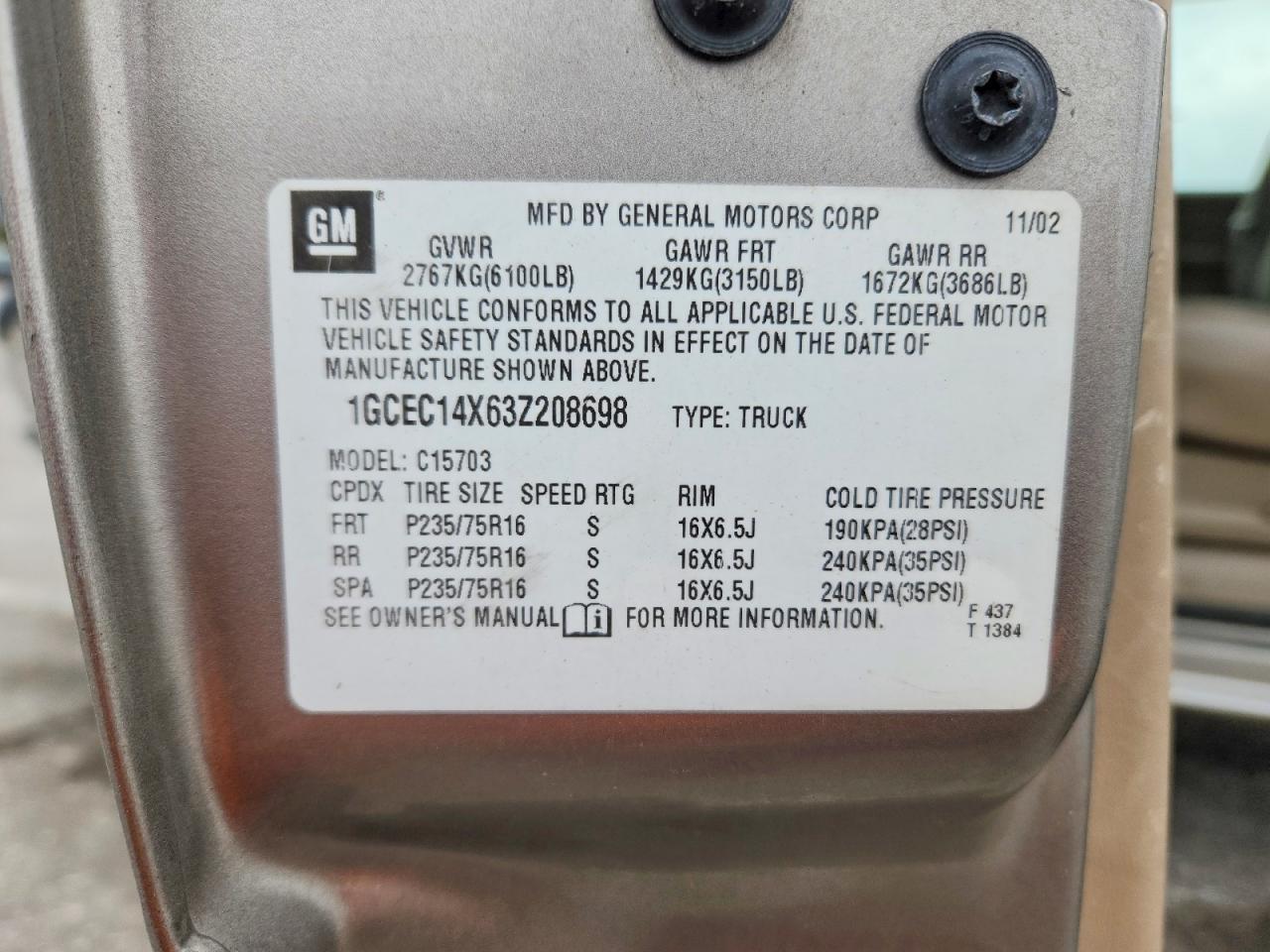 2003 CHEVROLET C/K 1500