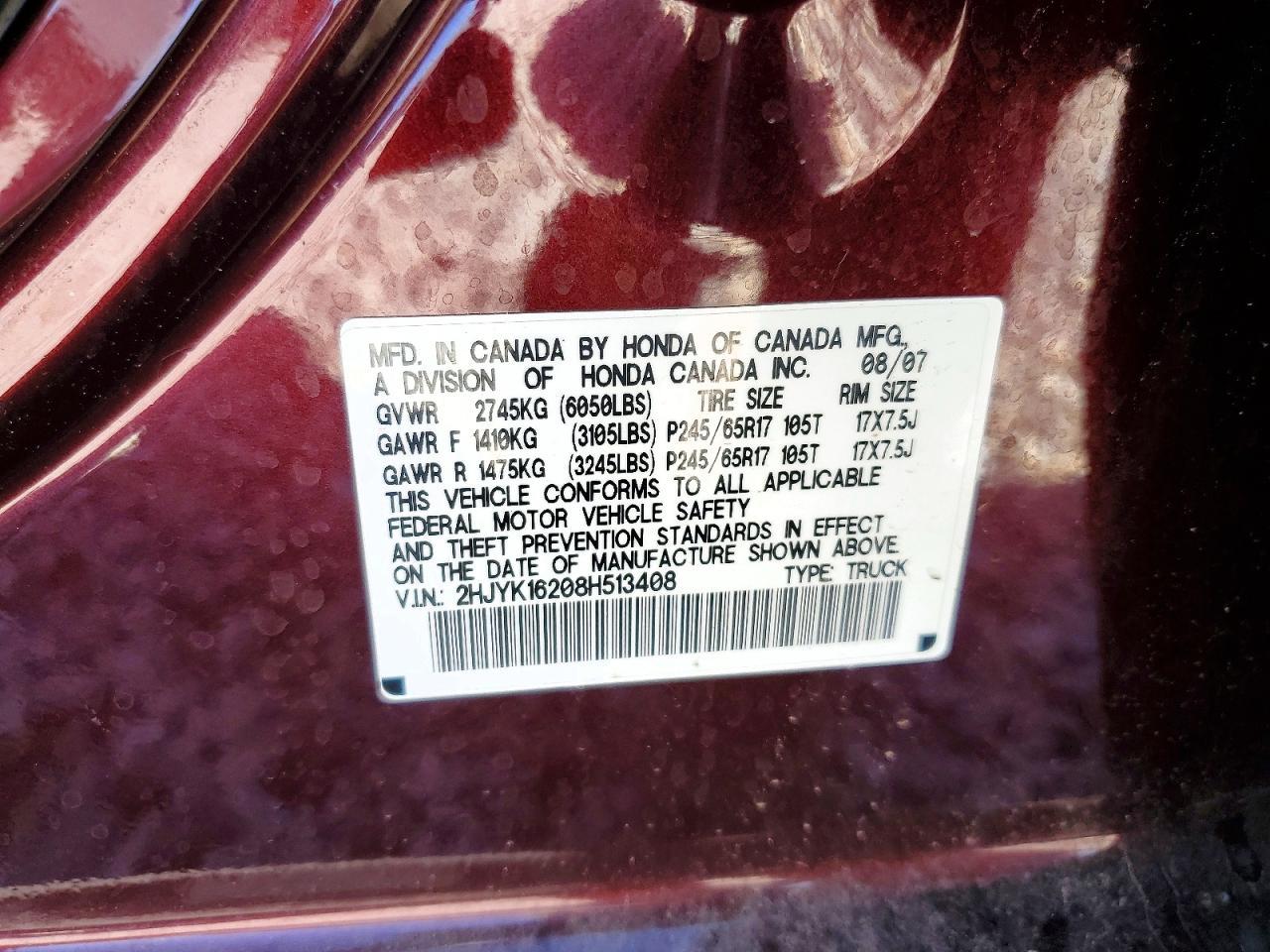 2008 HONDA Ridgeline
