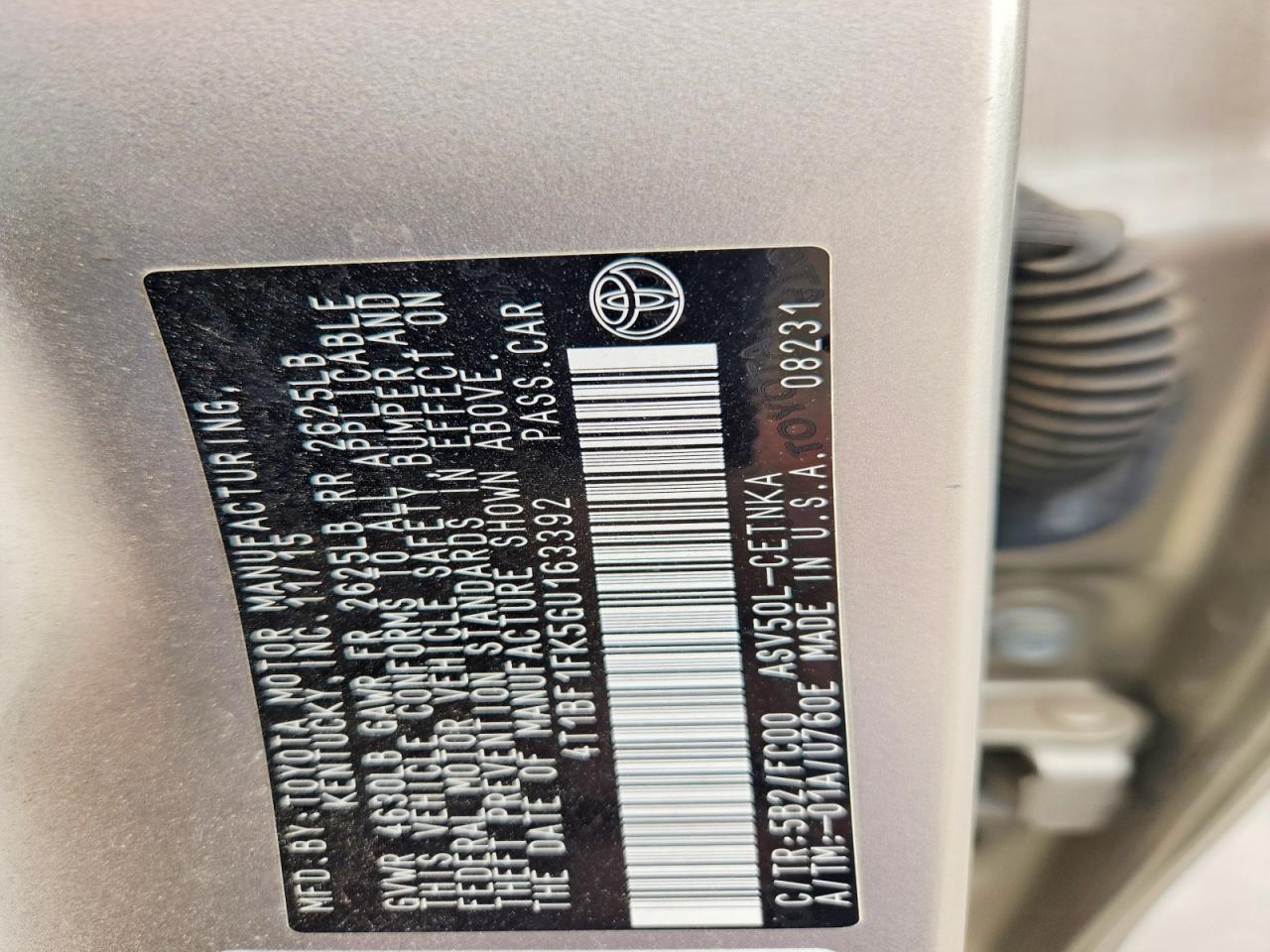 2016 TOYOTA CAMRY