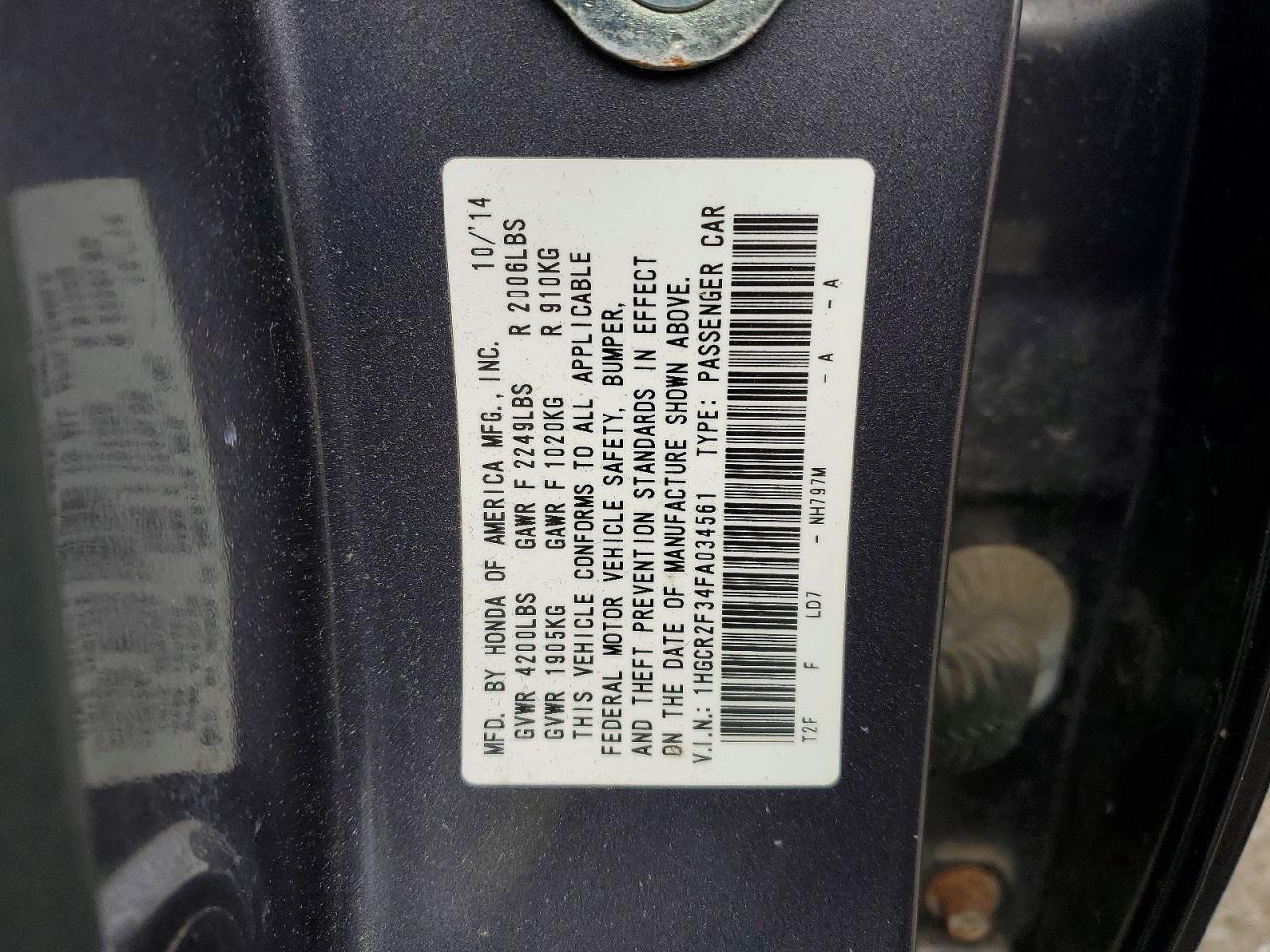 2015 HONDA ACCORD