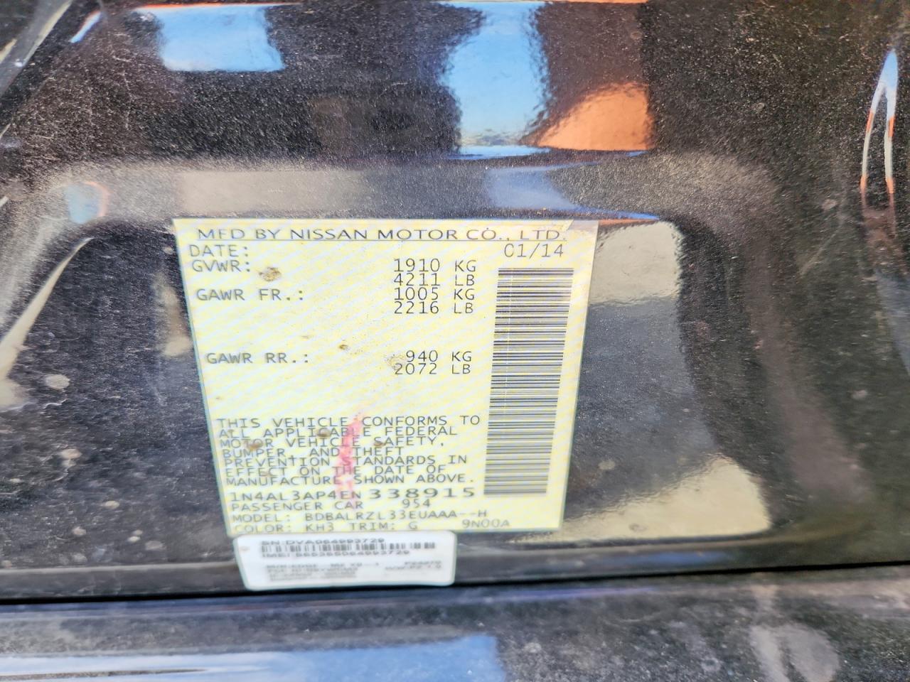 2014 NISSAN ALTIMA